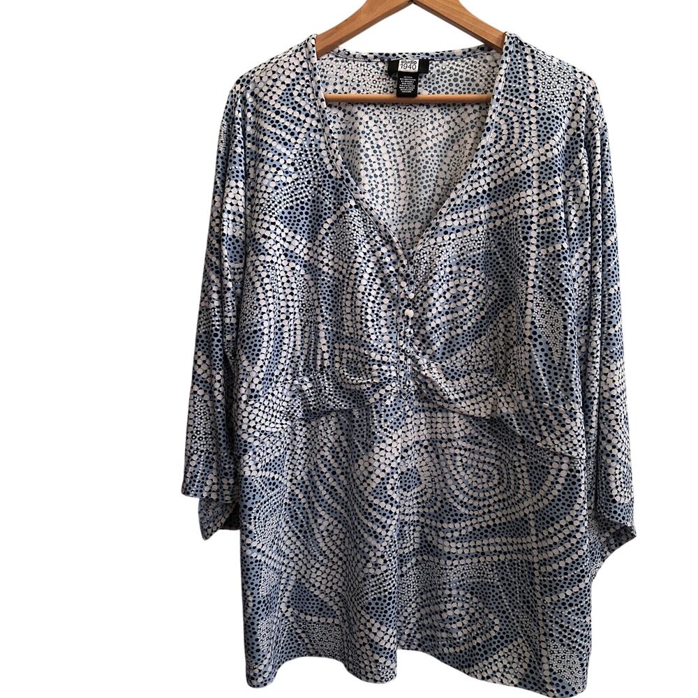 Studio 1940 Womens Size 30/32 Geometric Dot Blouse